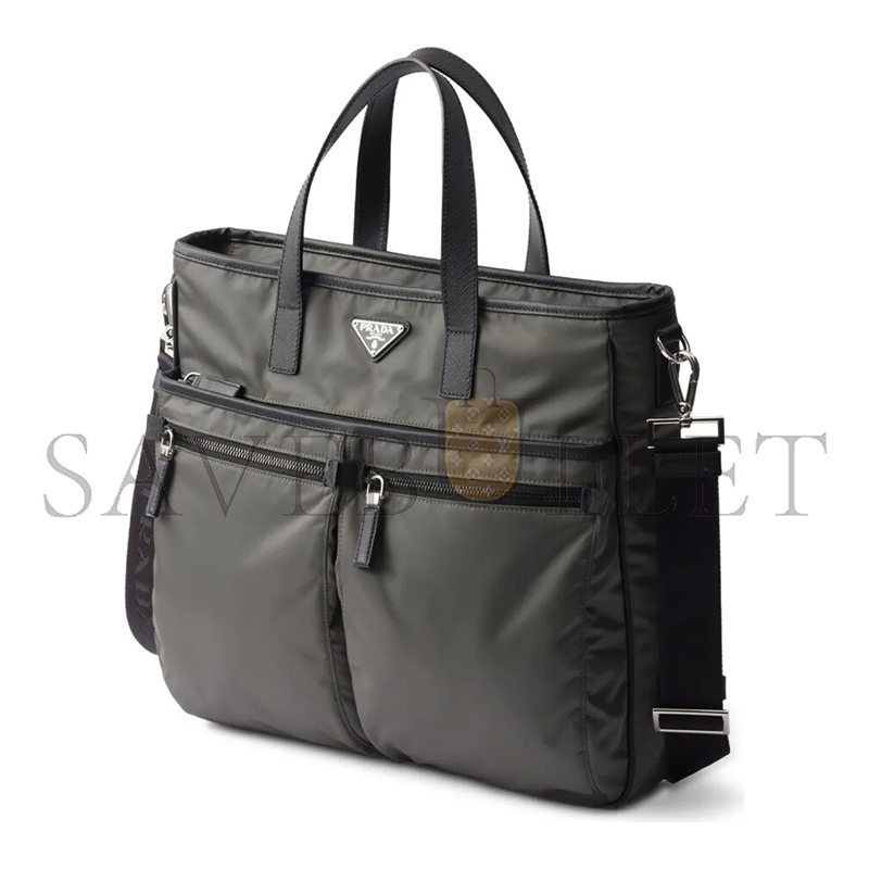 PRADA RE-NYLON AND SAFFIANO LEATHER TOTE BAG 2VG860 (36*34*8cm)